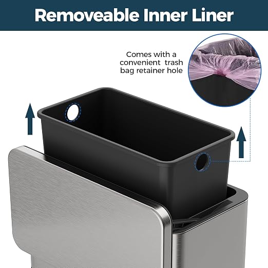 Stainless Steel Hanging Trash Can with Lid and Inner Bucket, 1 Gallon Kitchen Compost Bin for Counter Top, Under Sink or Wall Mount, Small Garbage Can for Cupboard/Bathroom/Bedroom/RV - Image 5