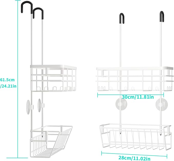 HapiRm Hanging Shower Caddy Organizer - No Drilling Shower Organizer with Inclined Shelf, Rustproof & Waterproof 304 Stainless Steel Bathroom Caddy - White - Image 7