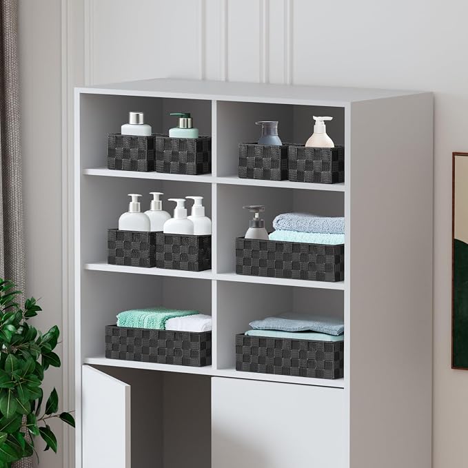 Posprica Woven Baskets, Storage Baskets for Organizing (Set of 8), Cube Baskets Bin Container Matching Storage Boxes Organizers for Pantry, Office, Shelves, Media-room - Image 4