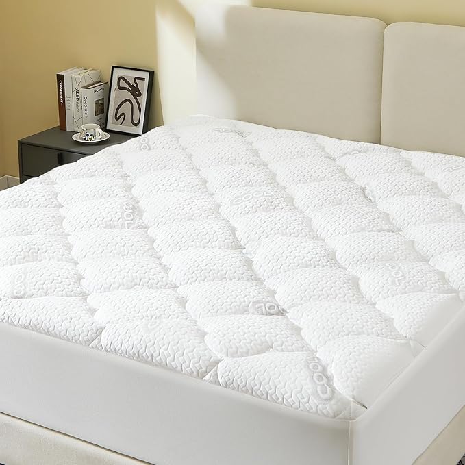 Mattress Topper Full Size, Extra Thick Quilted Fitted Mattress Pad Cover, Cooling Breathable Silk Mattress Protector with Soft Down Alternative Filling (8-21" Deep Pocket)