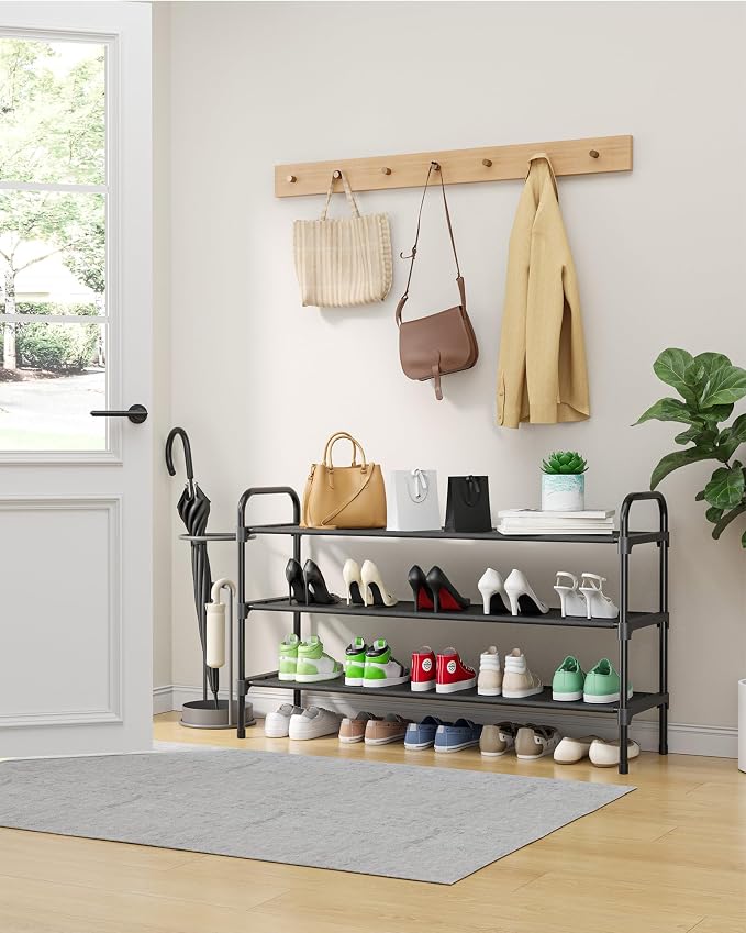Kitsure Extra-Long Shoe Rack for Closet, Shoe Organizer for Front Door Entrance, Stackable Shoe Shelf, Detachable Closet Organizers and Storage, 39.0" Wide - 3 Tier, Black - Image 2