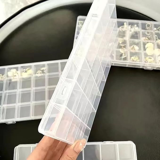 Yansanido 24 Grids Jewelry Organizer, 2 Pcs 7.5 In x 5.2 In Fixed Clear Plastic Storage Box Earring Tool Small Items Containers (2) - Image 5