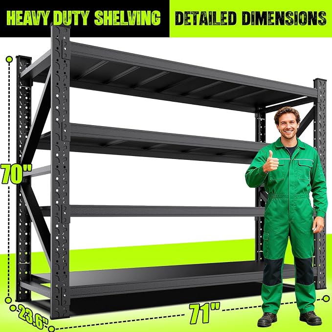 Garage Storage Shelves 5-Tier,Garage Storage System Shelves Adjustable,Storage Shelving for Basement,Pantry,Kitchen,Warehouse (1, 70" H*71" W*23.6" D) - Image 3