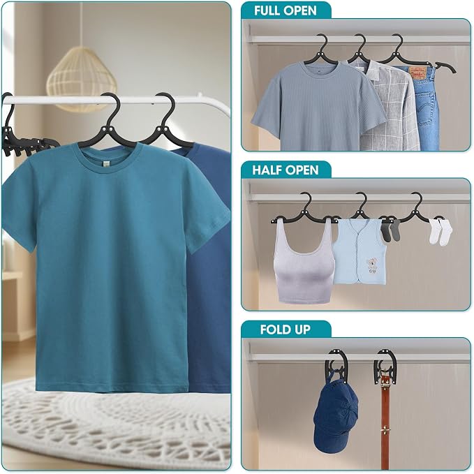 30 Pcs Travel Hangers Portable Foldable Travel Hanger Organizer, Plastic Cruise Essentials Clothes Drying Rack Folding Hangers for Camping Flying RV Europe Vacation Essentials Suitcase, Black - Image 3