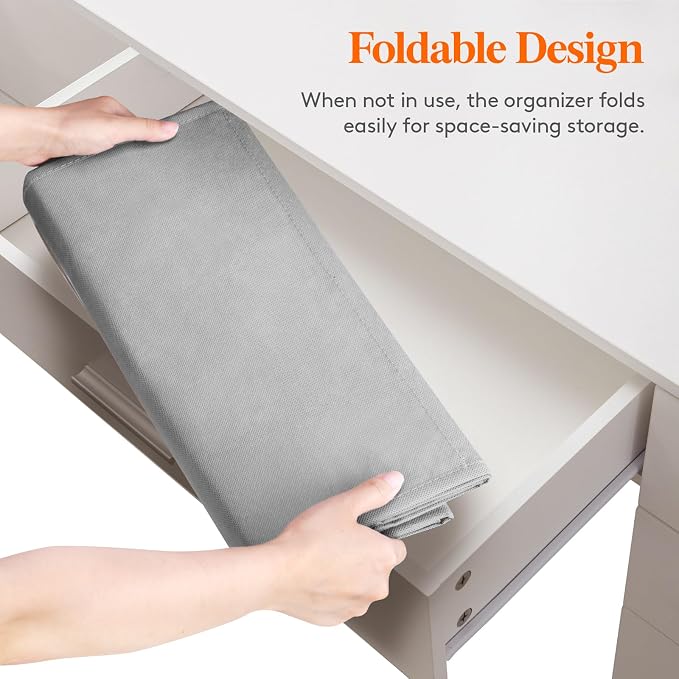 Lifewit 1 Pack Over the Door Organizer, Clear Window Hanging Storage with 4 Side Pockets, Anti Tilt 40 lbs Load Behind Door for Pantry, Nursery, Bathroom, Bedroom, Dorm, 5 Section, Light Gray - Image 5
