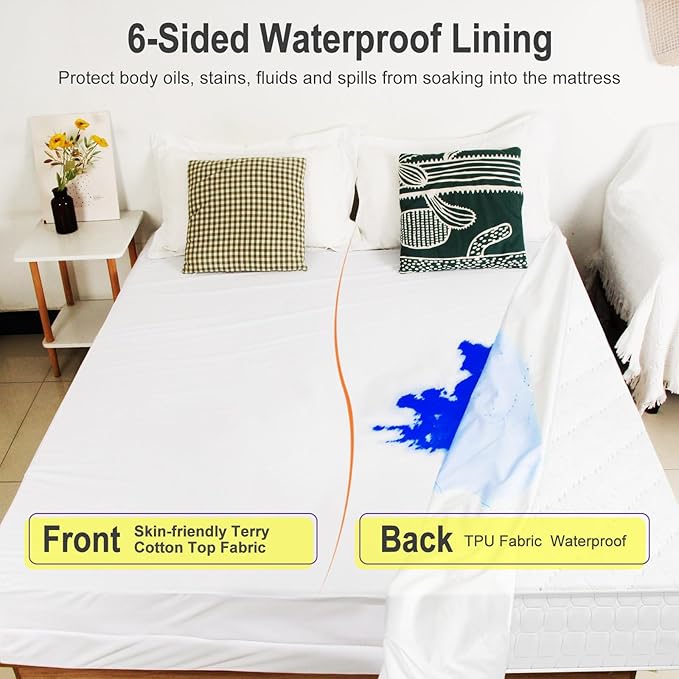 Dorm Twin XL Mattress Protector 39"x80" Zippered, Ptsuker 9 Inch Depth 6-Side Box Spring Encasement Cover,Breathable and Skin-Safe