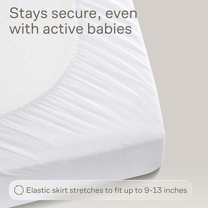 100% Waterproof Crib Mattress Protector - 360 Pad Protection Against Spills, Stains & Accidents for Parents & Pet Owners - Noiseless & Cooling Viscose Made from Bamboo (52x28, White)