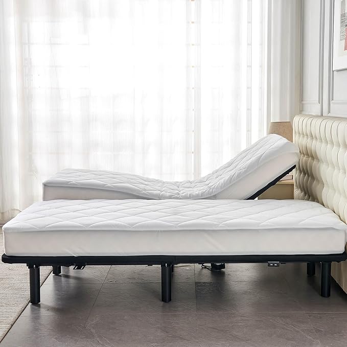 Kingnex Split California King Mattress Topper for Adjustable Bed 2 Cali Twin XL 36x84 Fluffy Matress Cover Quilted Fitted Mattress Pad with Deep Pocket