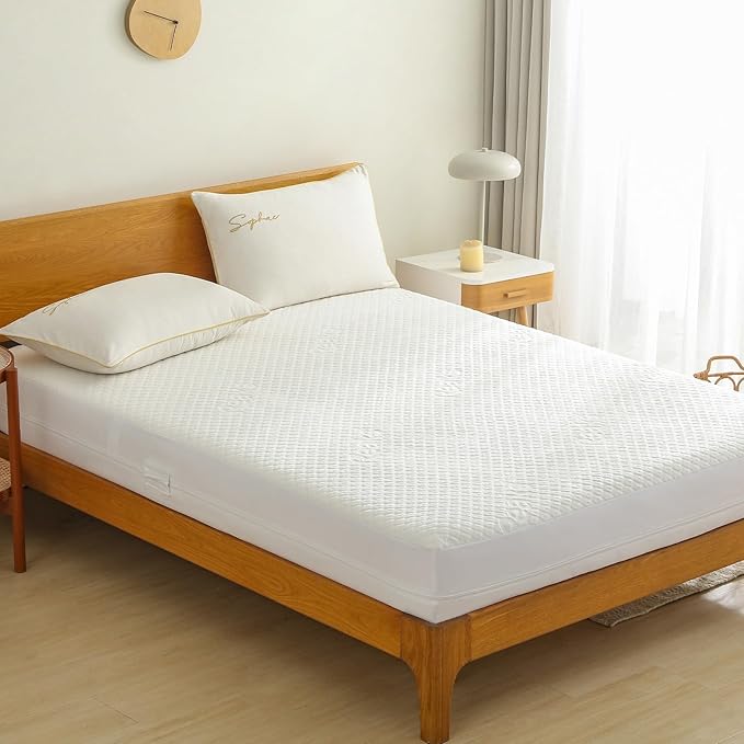 Twin Size Mattress Protector with Zipper - 100% Waterproof Zippered Mattress Cover - Soft & Cooling Noiseless Bed Mattress Covers - Top Removable Mattress Encasement 10-12" Deep
