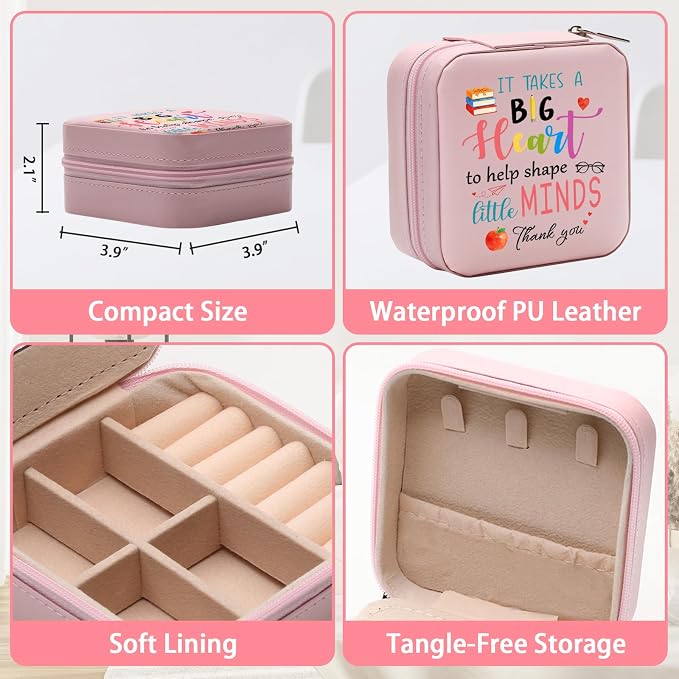 GAOLZIUY Teacher Appreciation Gifts for Women, Teacher Jewelry Box, Birthday Retirement Graduation Thank You Gifts for Teachers, It Takes a Big Heart to Shape Little Minds Jewelry Case - Image 3