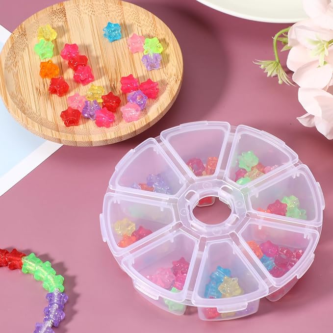 3 PCS 8 Grids Clear Round Bead Organizer Box, Plastic Compartment Organizer Box Jewelry Bead Display Organizers Container for Jewelry Beads Rings Earrings - Image 5