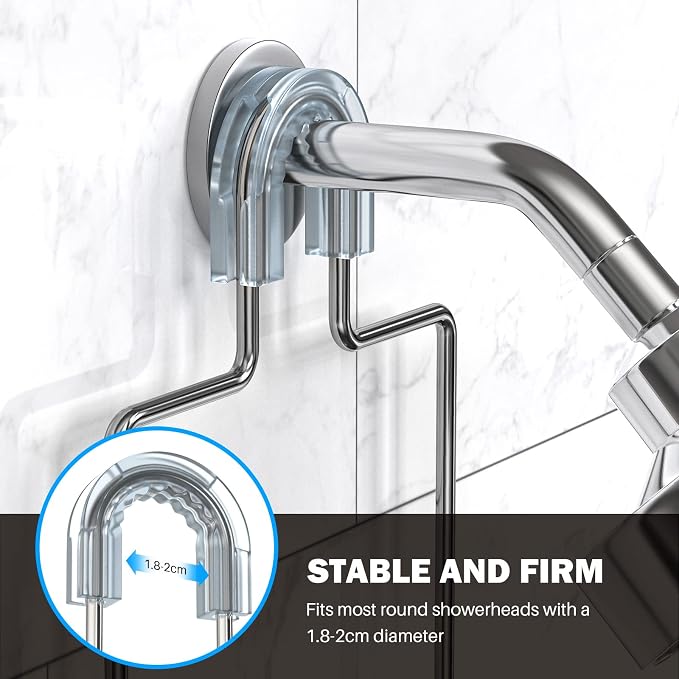 Epicano Anti-Swing Hanging Shower Caddy Stainless Steel 304, Over Head Shower Caddy Rustproof with hooks for Towels, Sponge and more, Chrome - Image 4