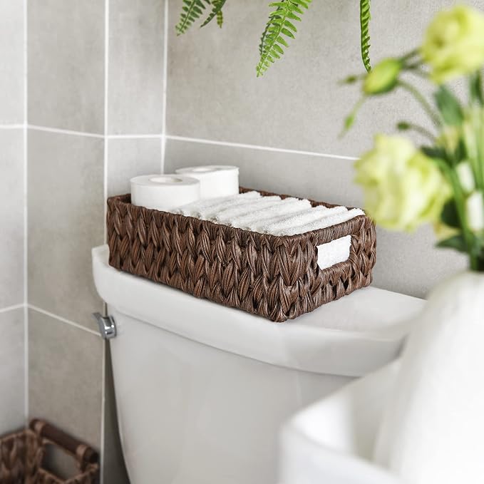 GRANNY SAYS Wicker Baskets with Handles,Small Woven Basket for Storage, Waterproof Storage Basket Organizer,Decorative Storage Boxes for Organing Pantry,Brown Basket,2-Pack,11 1/4''L x 7 1/2''W x 3 1/2''H - Image 7
