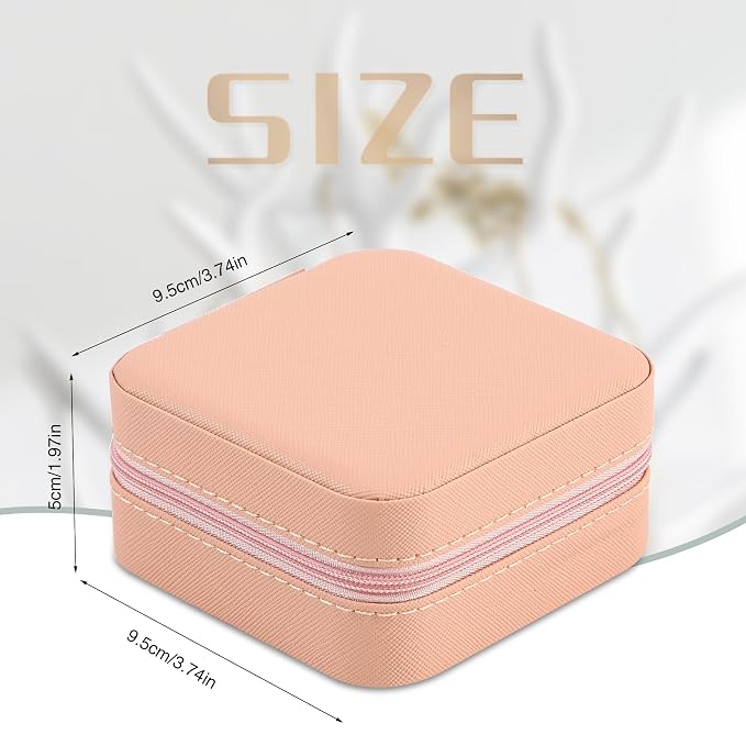 Neveika Jewelry Box with Mirror,Small Jewelry Organizer Box，Travel Jewelry Case for Women，Gift Jewelry Boxes for Female Girls (2pcs mirror pink) - Image 2
