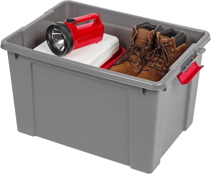 IRIS USA 20 Gallon Lockable Storage Totes with Lids, 6 Pack - Gray, Heavy-Duty Durable Stackable Containers, Large Garage Organizing Bins Moving Tubs, Rugged Sturdy Equipment Utility Tool Box - Image 8