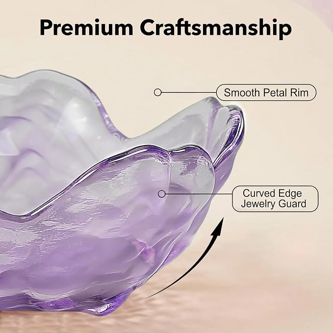 Flower Jewelry Dish Ring Holder Jewelry Tray Cute Vanity Organizer Room Decor Aesthetic Nightstand Bathroom Bedroom Decor Trinket Dish Small Valentine's Friendship Christmas Birthday Gifts for Women - Image 5