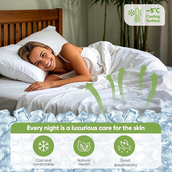 TWK Luxury Sheet Set, Genuine 100% Organic Viscose Derived from Bamboo, Cooling & Breathable, Silky Soft, Bedding Sheets & Pillowcases (White, Full)