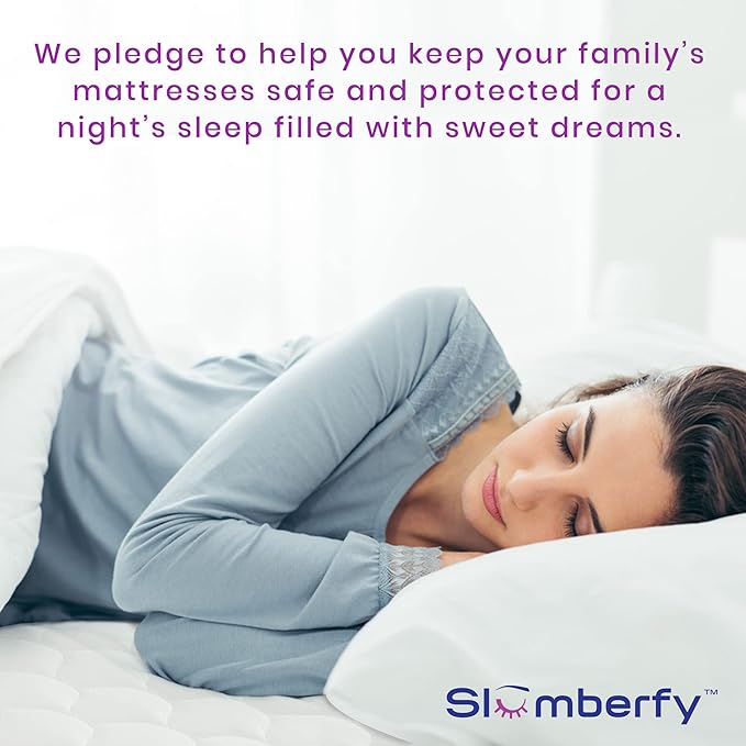 Twin Size Waterproof Premium Mattress Pad by Slumberfy – Quilted Fitted 400 TC Cotton Mattress Protector - All Natural & Breathable Fabric, Cooling Topper (39x75 in)