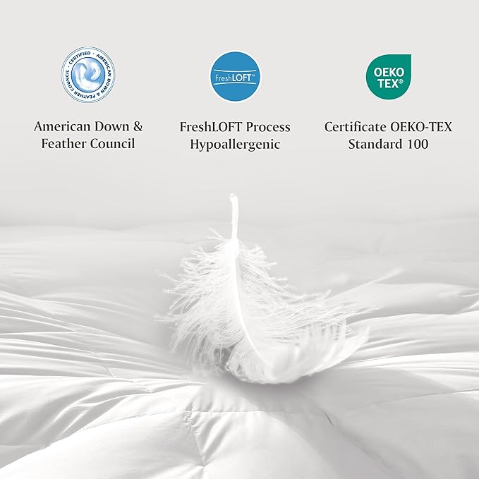 Martha Stewart 3 Inch White Down Feather Mattress Topper - Queen Size Fluffy White Feather Bed Topper 100% Cotton Cover Fabric Ultra Soft Pillow Top Featherbed for Bedroom（60" x 80"）