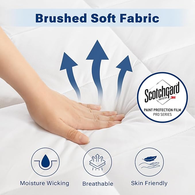 Sleep Philosophy Waterproof Mattress Protector Cal King Size Mattress Pad, 3M Scotchgard, Quilted & Fitted Microfiber Mattress Topper, Noisless & Deep Pocket Fits Up to 20" Mattress, Cal King White