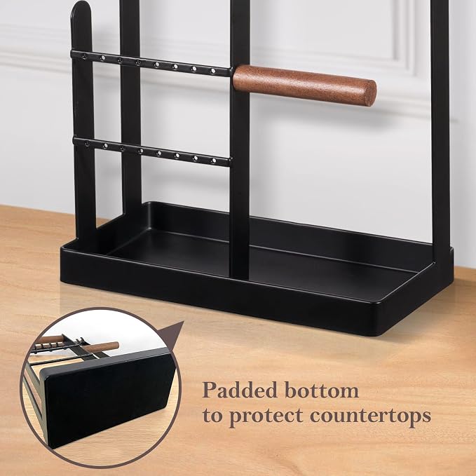 ProCase Cute Jewelry Stand, Aesthetic Jewelry Organizer for Dresser Vanity, Jewelry Holder Display for Necklaces Earrings, Gifts for Teen Girls Women, Bedroom Dorm Decor -Medium, Black - Image 3