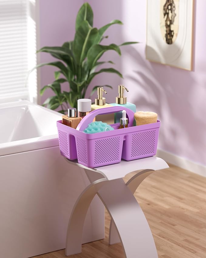4 Pack Portable Shower Caddy, Integrated Handle, Reinforced Plastic, Organizer Storage Bathroom Supplies and Beauty Products, Cleaning Supplies, Shower Basket for Home, Dorm, Shelf and Cabinet - Image 9