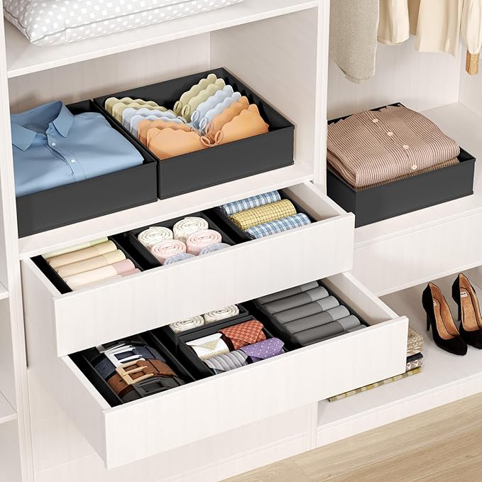 DIMJ Drawer Organizer Clothes - 20 Pack Closet Drawer Organizer Bins for Baby Clothes Storage, Fabric Dresser Organizer for Nursery Bedroom, Foldable Small Drawer Dividers for Underwear Socks - Image 5