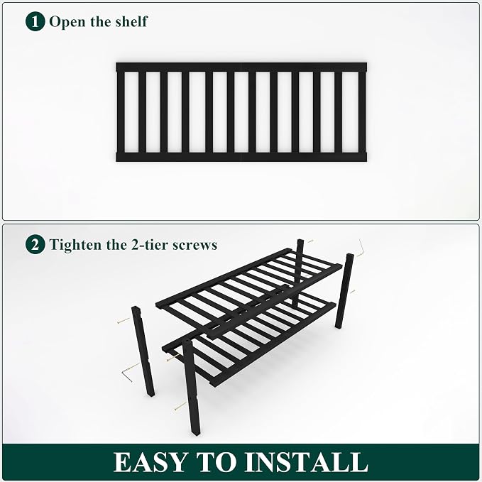 Smiry Shoe Rack, 2 Tier Bamboo Shoe Organizer, Stackable Free Standing Wooden Shoe Storage Shelf for Closet, Entryway, Front Door Entrance, Black - Image 6