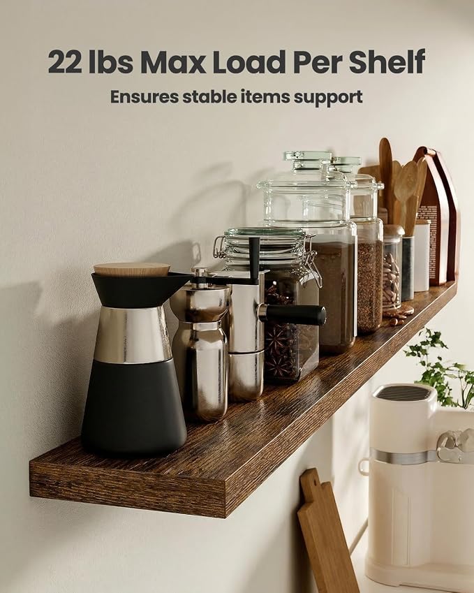 AMADA HOMEFURNISHING 47.2" L Floating Shelves, Wall Shelves Set of 3 for Bathroom/Living Room/Bedroom/Kitchen, Floating Shelves for Wall Decor with Invisible Brackets - AMFS55V - Image 5