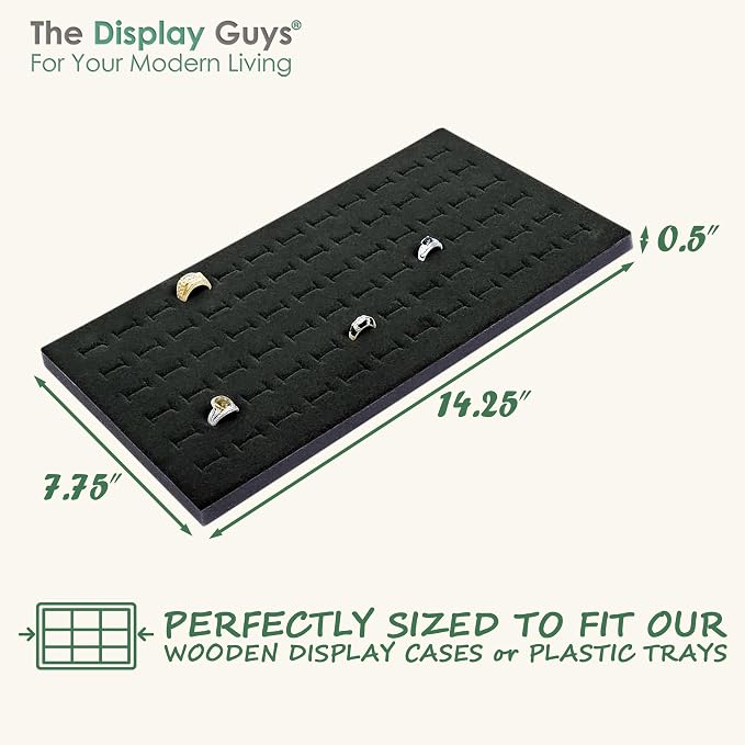 TheDisplayGuys For Your Modern Living 2-Pack 72-Ring Holders Velvet Foam Padding Jewelry Inserts - Tray/Case Liners - Retail Display, Storage (Black) by The Display Guys - Image 2