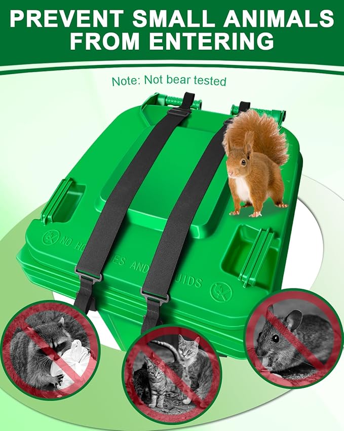2 PCS Adjustable Double Claw Trash Can Lock Strap to Prevent Raccoons, Dogs, Mice and Other Small Animals From Rummaging, Garbage Can Lid Lock Keeps Lid Securely in Place in Strong Winds - Image 3