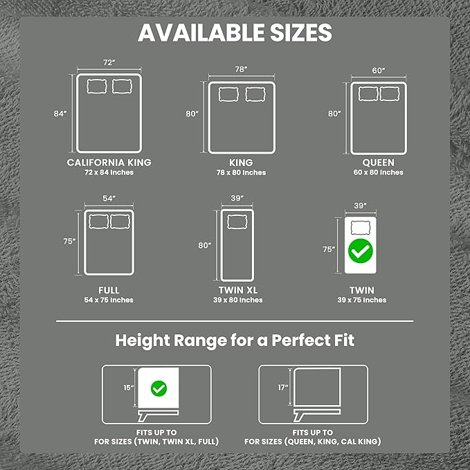 Twin Size Mattress Protector Waterproof, Premium 200 GSM Terry Mattress Cover, Soft & Breathable Bed Cover, Fitted Sheet Style Stretchable Deep Pockets 15" by Utopia Bedding (Gray)