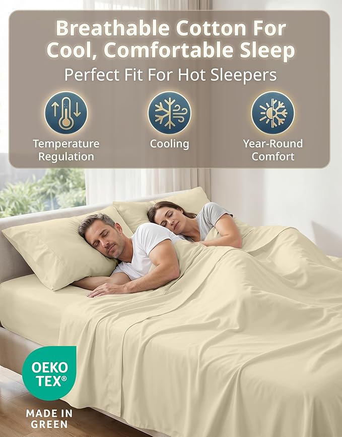 LANE LINEN Queen Size Bedding Set – 100% Cotton Queen Size Bed Set with 600 Thread Count, Soft & Cooling Fabric, Value Bedding for Daily Use, Hotel Sateen Finish, 15" Deep Pocket – Linen