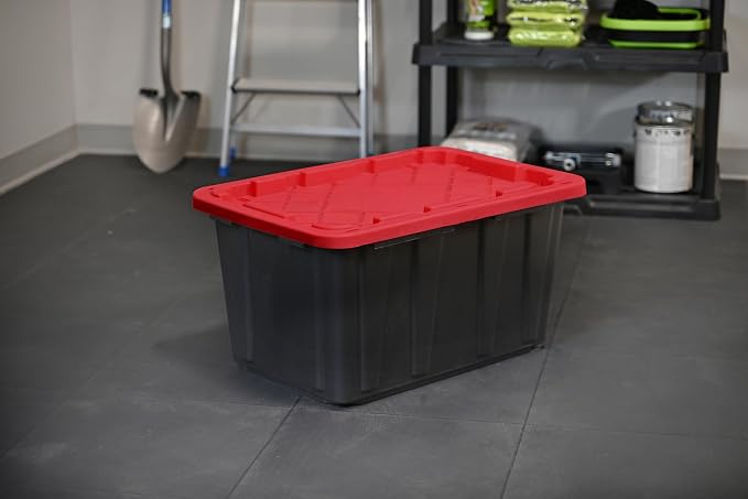 CX BLACK & YELLOW, XTRA TALL 27-Gallon Heavy Duty Tough Storage Container & Snap-Tight Lid, (28.5L x 19.4W x 15.2H), Weather-Resistant Design and Stackable Organization Tote [4 Pack] - Image 5