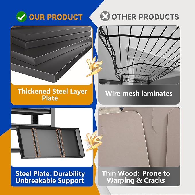 88" H×48" W Garage Shelving,6-Tier Heavy Duty Shelving, 3000 lbs Capacity Garage Storage Shelves, Industrial Shelves for Heavy Tools and Equipment, Ideal for Garage, Basement, Black - Image 4