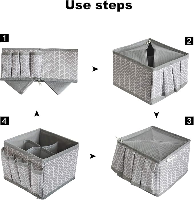 VERONLY Cosmetic Storage Bins Makeup Organizer, Adjustable Multifunction Storage Box Desk Drawer Divider for Makeup Brushes, Bathroom Countertop or Dresser, Set of 3 (Grey) - Image 5