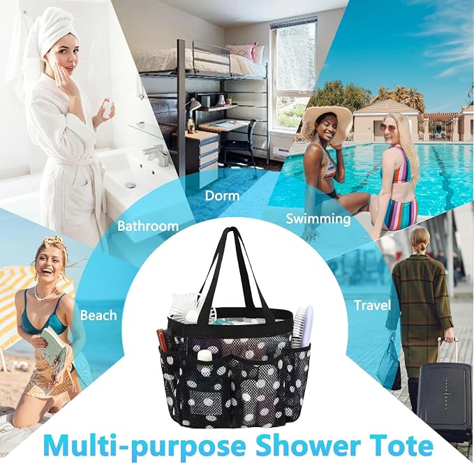 Fammart Mesh Shower Caddy Portable for College Dorm Room Essentials, 8-Pocket Large Shower Basket Tote Bag with 2 Handles for Toiletry, Bathroom, Beach, Camp, Gym - Image 8