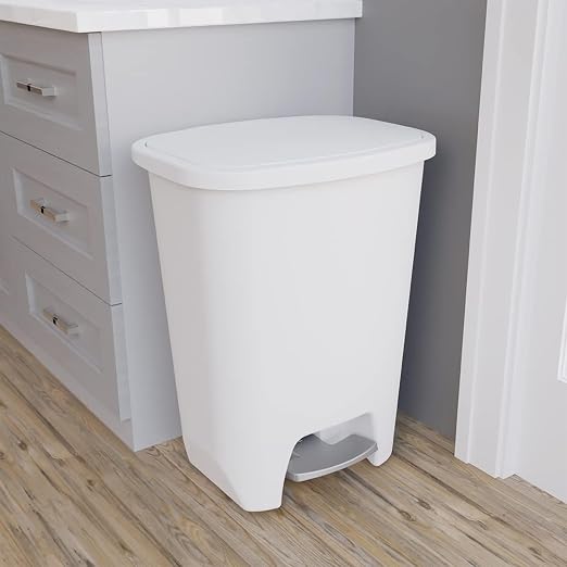 Glad Kitchen Trash Can 20 Gallon | Large Plastic Waste Bin with Odor Protection of Lid | Hands Free with Step On Foot Pedal and Garbage Bag Rings, 20 Gallon, White - Image 7
