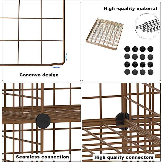 C&AHOME Wire Cube Storage, 12 - Cube Organizer Metal C Grids, Modular Shelves Units, Closet Organizer, Ideal for Home, Office, Living Room, 36.6”L x 12.4”W 48.4”H, Brown UWCS3012R - Image 8