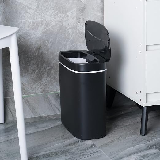 Sooyee 14 litres Automatic Bathroom Trash Can with lid,3.6 Gallon Touchless Trash Can or Kick for Kitchen,Office,Bedroom,Bathroom,Living Room,Black - Image 4