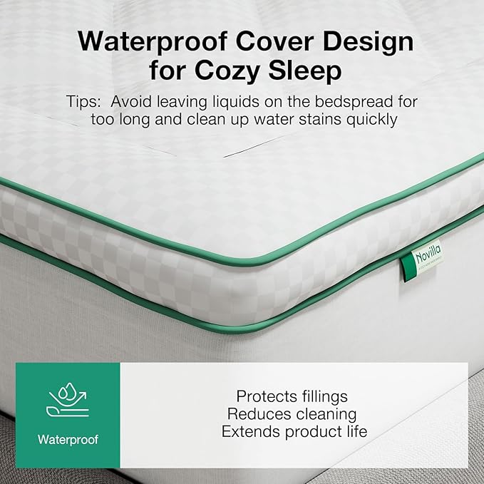 Novilla Queen Mattress Topper, Extra Thick Pillow Top Mattress Pad, Down Alternative Fill Breathable Cotton Cover, 8-21" Deep Pocket Soft Bed Topper for Back Pain Relief