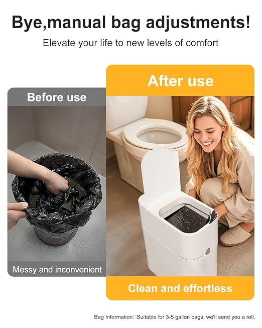 CTIME Touchless Automatic Bathroom Trash Can with Lid - 3 Gallon Slim Motion Sensor Garbage Can for Bedroom, Kitchen, Office - White (6" W x 11" L x 13" H) - Image 8