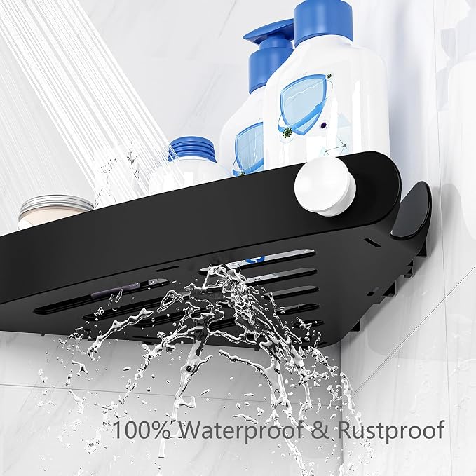 Sotfamily Plastic Shower Caddy Corner (for 90° Only), 4 Pack Adhesive Corner Shower Shelves for Smooth Wall Bathroom Organizers and Storage, Black - Image 6