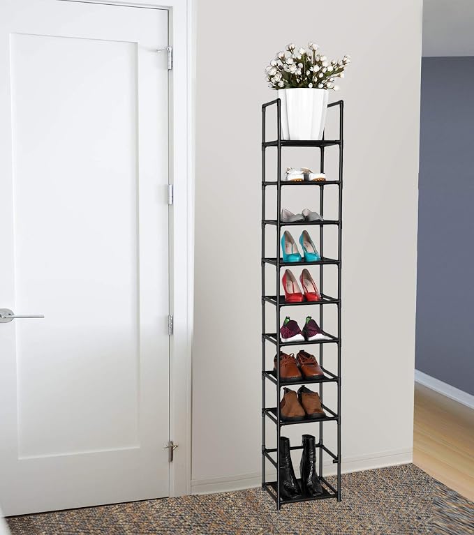 FIDUCIAL HOME 10 Tiers Shoe Rack Space Saving Vertical Single Pairs Sturdy Shoe Shelf Storage Organizer - Image 5