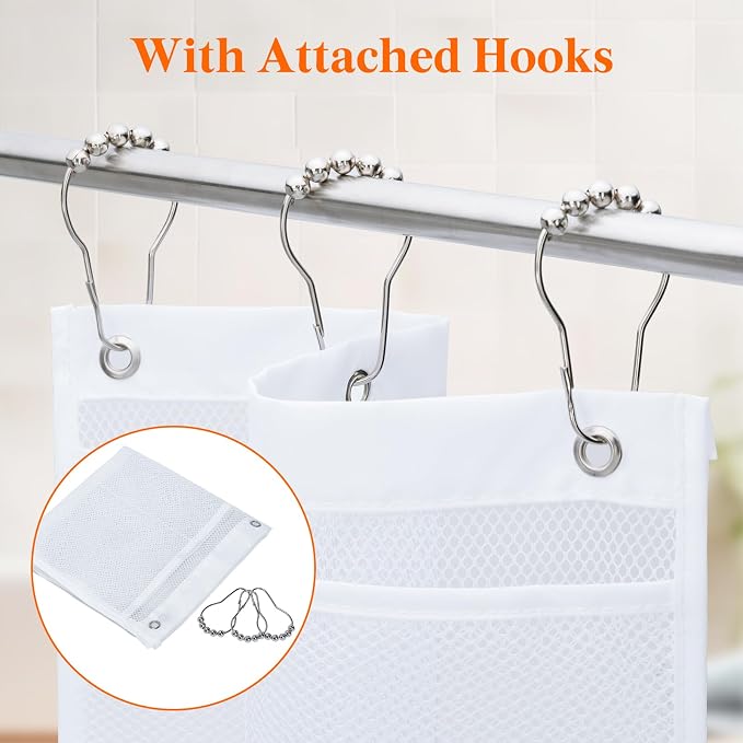 Lifewit Cruise Essentials Shower Caddy Must-Have, 9 Pockets Hanging Bathroom Organizer with Quick-Dry Mesh, Portable Shower Bag to Storage Soap, Shampoo, for RVing, Travel, Camping, White, 1 Pack - Image 4