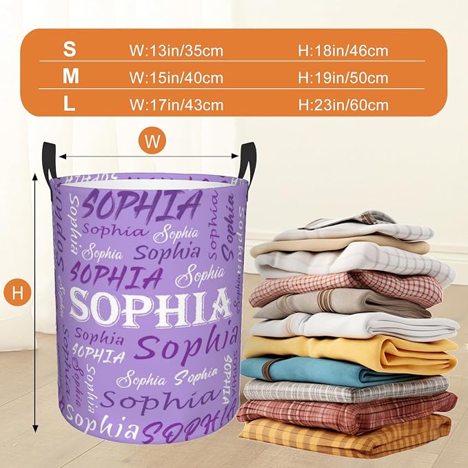 Custom Name Laundry Hamper, Personalized Laundry Basket with Name for Baby Boys Girls, Customized Collapsible Dirty Clothes Hamper Storage with Handles for Bedroom Bathroom Dorm Room Decor - Image 3