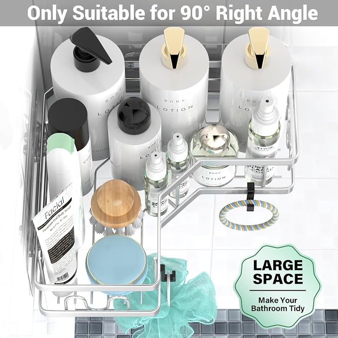 AKTECKE Corner Shower Caddy Bathroom Organizer: Adhesive Shower Rack Bathtub Shelves - 3Pack No Drilling Shower Shelf For Inside Shower - Stainless Steel Rustproof Bathroom Stuff - Image 2