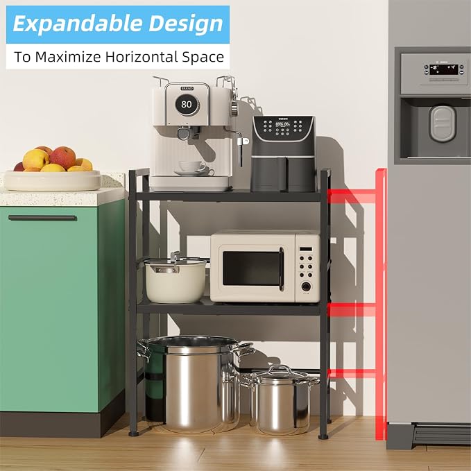 2-Tier Expandable Metal Storage Shelves, 150LBS Heavy Duty Shelving Units and Storage,Adjustable Utility Organization and Storage Shelf Rack For Kitchen Garage Laundry Bathroom Pantry Warehouse - Image 5