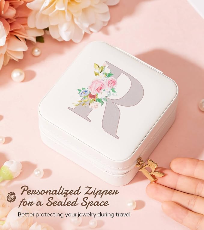 Enthralite Travel Jewelry Box for Girls: Traveling Jewelry Case Gift for Women - Mini Organizer for Necklaces Earrings White R - Image 5