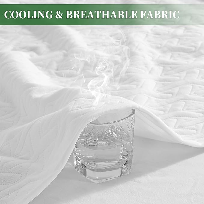 Premium Waterproof Queen Mattress Protector NH Cooling Soft Bed Mattress Cover 5D Tech Breathable 8-21" Deep Pocket Vinyl-Free Noiseless Anti Slip and Wear-Resistant(3-in-1,Queen)